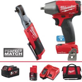 Milwaukee impact wrench discount and ratchet combo